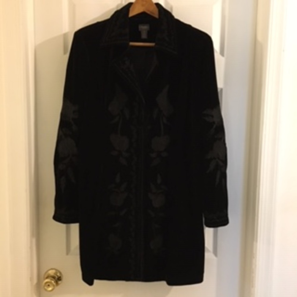 Chico's Travelers Black Velvet Jacket Coat